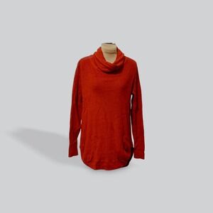 Cyrus Red Cowl Neck Ribbed Knit Tunic Sweater Size‎ L